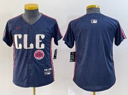 Youth Nike Cleveland Indians blank blue majestic baseball jersey -BD 01