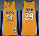 Los Angeless Lakers #24 Kobe Bryant yellow throwback basketball Jerseys 60 th-XD