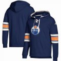 Custom Adidas Edmonton Oilers blue personality Ice Hockey Hooded Sweatshirt