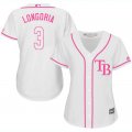 2017 Women Tampa Bay Rays 3# Evan Longoria white majestic mlb jersey