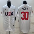 2023 World Cup #30 Kyle Tucker white USA majestic baseball jerseys 09