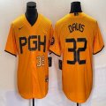 Nike Pittsburgh Pirates #32 Henry Davis Yellow MLB baseball Jerseys city version 01