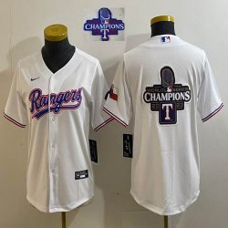 2023 Champions Youth Nike Texas Rangers blank white majestic baseball jerseys 02