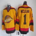 Vancouver Canucks #1 Kirk McLean CCM yellow Ice hockey jerseys