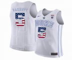 Custom Duke Blue Devils #5 R.J. Barrett V Neck white USA flag College Basketball Jersey