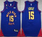 Jordan logo Denver Nuggets #15 Nikola Jokic blue nba basketball jerseys- XD