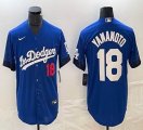 Nike Los Angeles Dodgers #18 Yoshinobu Yamamoto blue majestic baseball jerseys 02