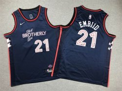 Youth Nike Philadelphia 76ers #21 Joel Embiid blue basketball Jerseys city version-XD