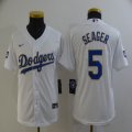 Custom Youth Dodgers #5 Corey Seager Nike white Dodger World Series Champions Flexbase Authentic Collection Jersey-BD