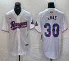 Nike Texas Rangers #30 Nathaniel Lowe white majestic baseball jerseys Champion patch-BD