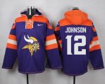 Custom Nike Minnesota Vikings #12 Johnson purple orange nfl Hooded Sweatshirt