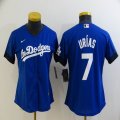 Women New Los Angeles Dodgers #7 Julio Urias blue majestic baseball jerseys