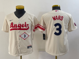 Youth Nike Los Angeles Angels #3 Taylor Ward beige majestic baseball jerseys