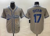 Los Angeles Dodgers #17 Shohei Ohtani Nike gray majestic baseball Jersey Joint name -BD