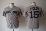 boston red sox 15 dustin pedroia grey mlb kid jerseys