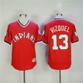 Indians #13 Omar Vizquel red majestic baseball Jersey