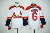 St Louis Cardinals Stan Musial #6 white long sleeves baseball jersey