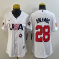 Women 2023 World Cup #28 Arenado white USA majestic baseball jerseys 08