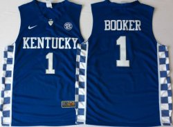 NCAA Kentucky Wildcats #1 Devin Booker blue college basketball jerseys