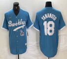 Nike Los Angeles Dodgers #18 Yoshinobu Yamamoto skyblue throwback MLB baseball Jersey 01