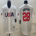 2023 World Cup #28 Arenado white USA majestic baseball jerseys 10