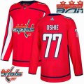 Custom Adidas Washington Capitals #77 T.J Oshie red hockey Champion version