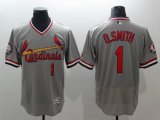 St Louis Cardinals #1 Ozzie Smith throwback gray Flexbase Authentic Collection Jersey-BD