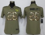 Women Nike York Giants 26 Barkley Olive Camo Carson 2017 Salute to Service Elite Player