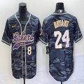 Nike Los Angeless Lakers #8 and #24 Kobe Bryant gray camo baseball jerseys Joint name-BD 02