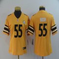 Women Nike Pittsburgh Steelers #55 Devin Bush yellow Color Rush Limited Jersey-Inverted version