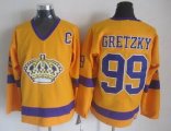 Los Angeles Kings 99 Wayne Gretzky Yellow Throwback CCM Jersey