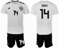 2018 World Cup Egypt team #14 SOBHI white black soccer jersey away