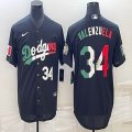 2020 MLB World Series Nike Los Angeles Dodgers #34 Fernando Valenzuela black green white red majestic baseball Jerseys 01