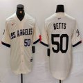 Nike Los Angeles Dodgers #50 Mookie Betts beige fashion majestic baseball Jerseys-BD 09