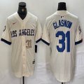 Nike Los Angeles Dodgers #31 Tyler Glasnow beige fashion MLB baseball Jersey 03