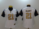 Women Nike Dallas Cowboys #21 Ezekiel Elliott white gold Color Rush Limited Jersey