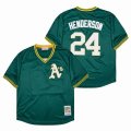 Oakland Athletics #24 Rickey Henderson Green Throwback MLB Jerseys-sg