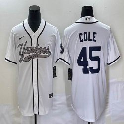 Nike New York Yankees #45 Gerrit Cole white majestic baseball Jersey Joint name 02