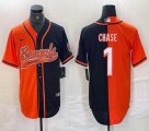 Nike Cincinnati Bengals 1# Ja'Marr Chase orange black Splits baseball jerseys Joint name -BD