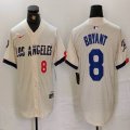 Nike Los Angeles Dodgers #8 Kobe Bryant beige fashion MLB baseball Jersey 02