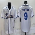 Nike Rams Matthew Stafford #9 white baseball jerseys Joint name-BD