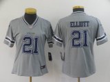 Women Nike Dallas Cowboys #21 Ezekiel Elliott gray NFL Jersey Inverted version