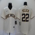 Milwaukee Brewers #22 Christian Yelich beige majestic baseball jersey