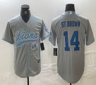 Detroit Lions #14 Ra St. Brown grey baseball Joint name -BD 02