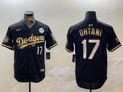 Los Angeles Dodgers #17 Shohei Ohtani Nike black gold majestic baseball Jerseys -BD 01