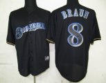 MLB Milwaukee Brewers 8 Braun Black Fashion Jerseys