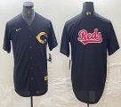 Nike Cincinnati Reds blank black majestic baseball jerseys 02