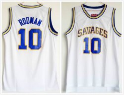 NCAA Oklahoma Savages #10 Dennis Rodman White College Basketball Jersey