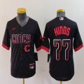 Youth Nike Cincinnati Reds #77 Hinds black majestic baseball jerseys city version 02