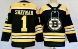 Boston Bruins #1 Jeremy Swayman Black yellow ice hockey Jersey-PD